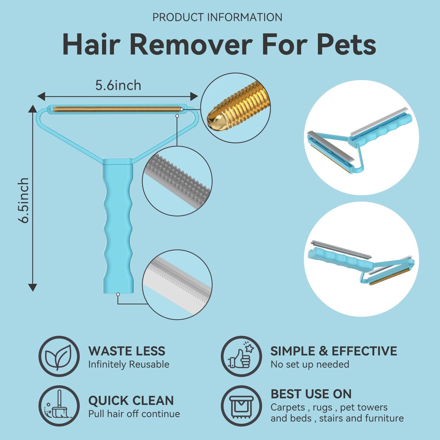 Cleaner Pro Fabric Shaver - Pet Hair Remover for Rugs, Couch, Carpet & Pet Towers (2pack)