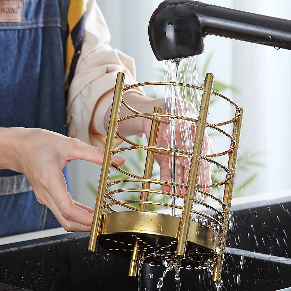 Gold Kitchen Utensils Set, Berglander 38 Pieces Non-stick Silicone Cooking Tools Spoon Spatula Set With Sturdy Stainless Steel Utensil Holder, Dishwasher Safe