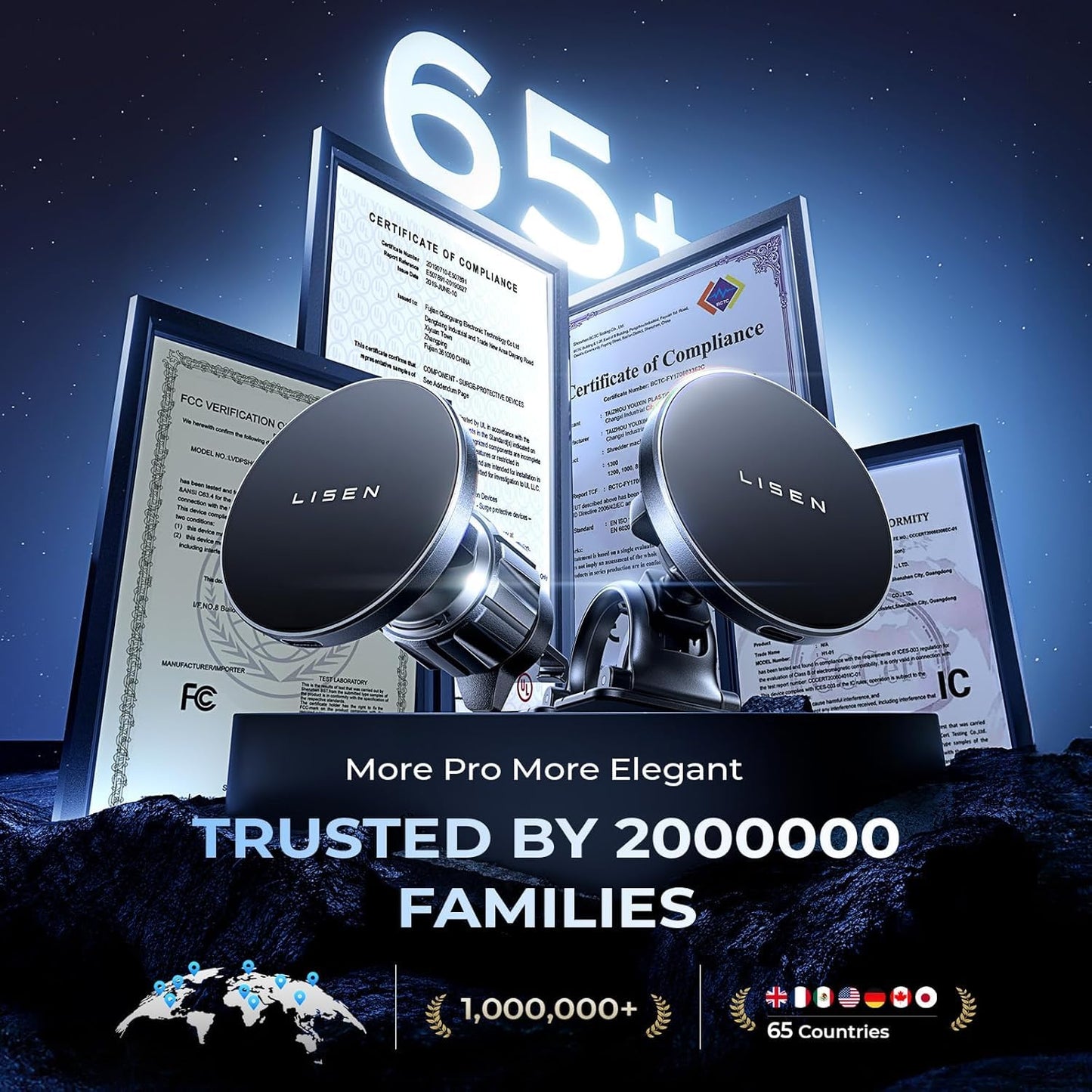 LISEN for 15W MagSafe Car Mount Charger,Magnetic Wireless Car Charger for iPhone 16 Pro Max Accessories,Magnetic Phone Holder for iPhone 16e 15 14 13 12,Samsung with MagSafe,Gifts for Men Women