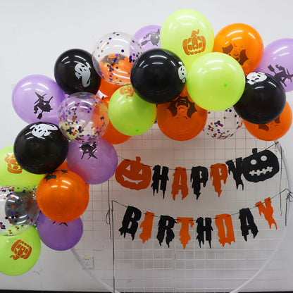 62PCS Halloween Party Balloons Decorations, 12 Inch Black Orange Purple Green Confetti Balloons for Kids Halloween Birthday Bachelorette Party Decorations Supplies