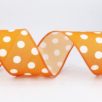 Leecogo Easter Ribbon Wired,2 1/2”x10 Yard,Orange Polka Dots Ribbon for Easter, Christmas, Wreath, Spring, Summer, Wedding, Baby Shower, Birthday