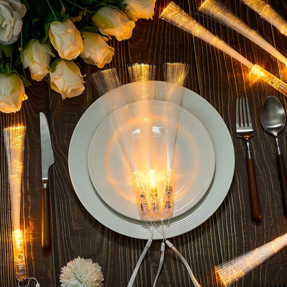 Kasyat 10 Pieces Fiber Optic Wand Light up Glow Stick LED Colorful Flashing Wands for Wedding, Halloween, Christmas Neon Party Favors Supplies(Clear)