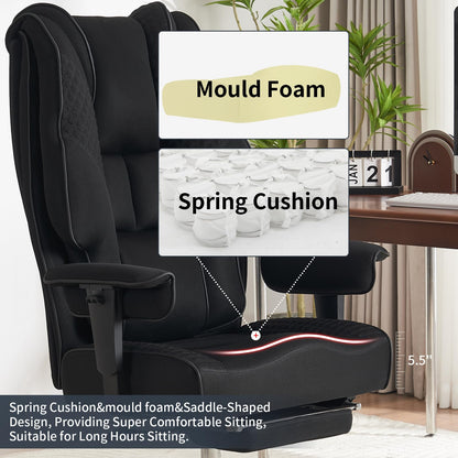 EXCEBET Big and Tall Office Chair 400lbs Wide Seat, Leather High Back Executive Office Chair with Foot Rest, Ergonomic Chairs Lumbar Support for Lower Back Pain Relief (Mesh Black)