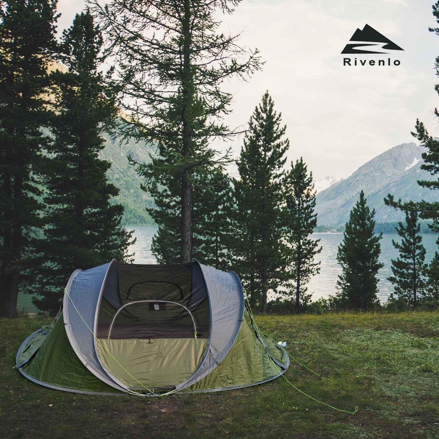 4 Person Easy Pop Up Tent,9.5’X6.6’X52'',Waterproof, Automatic Setup,2 Doors-Instant Family Tents for Camping, Hiking & Traveling