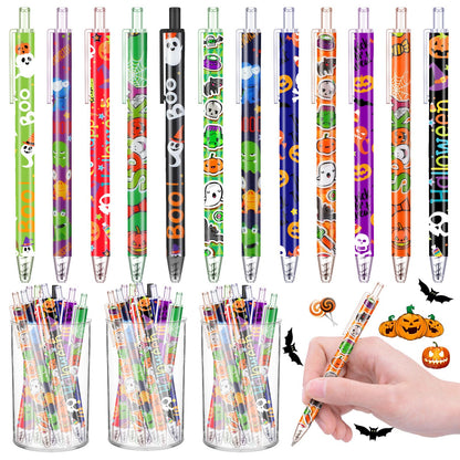 Leinuosen 72 Pieces Halloween Ballpoint Pen Retractable Gel Ink Pen Halloween Cute Cartoon Pens Holiday Pens for Office Stationary Writing Pen Halloween Home Decor Party Gift