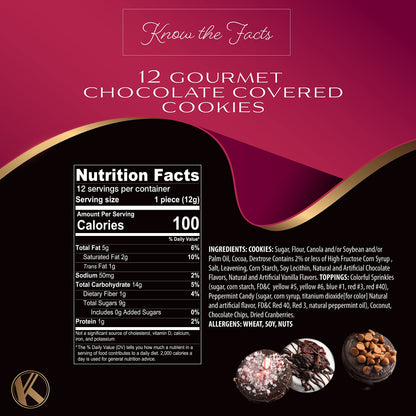 KREMERY Creamy Chocolate Cravings - Chocolate Covered Sandwich Cookies & Cream Gift Basket, in Elegant Gift Box (12 Cookies, Assorted Sweet Toppings) Food Assortments USA Made