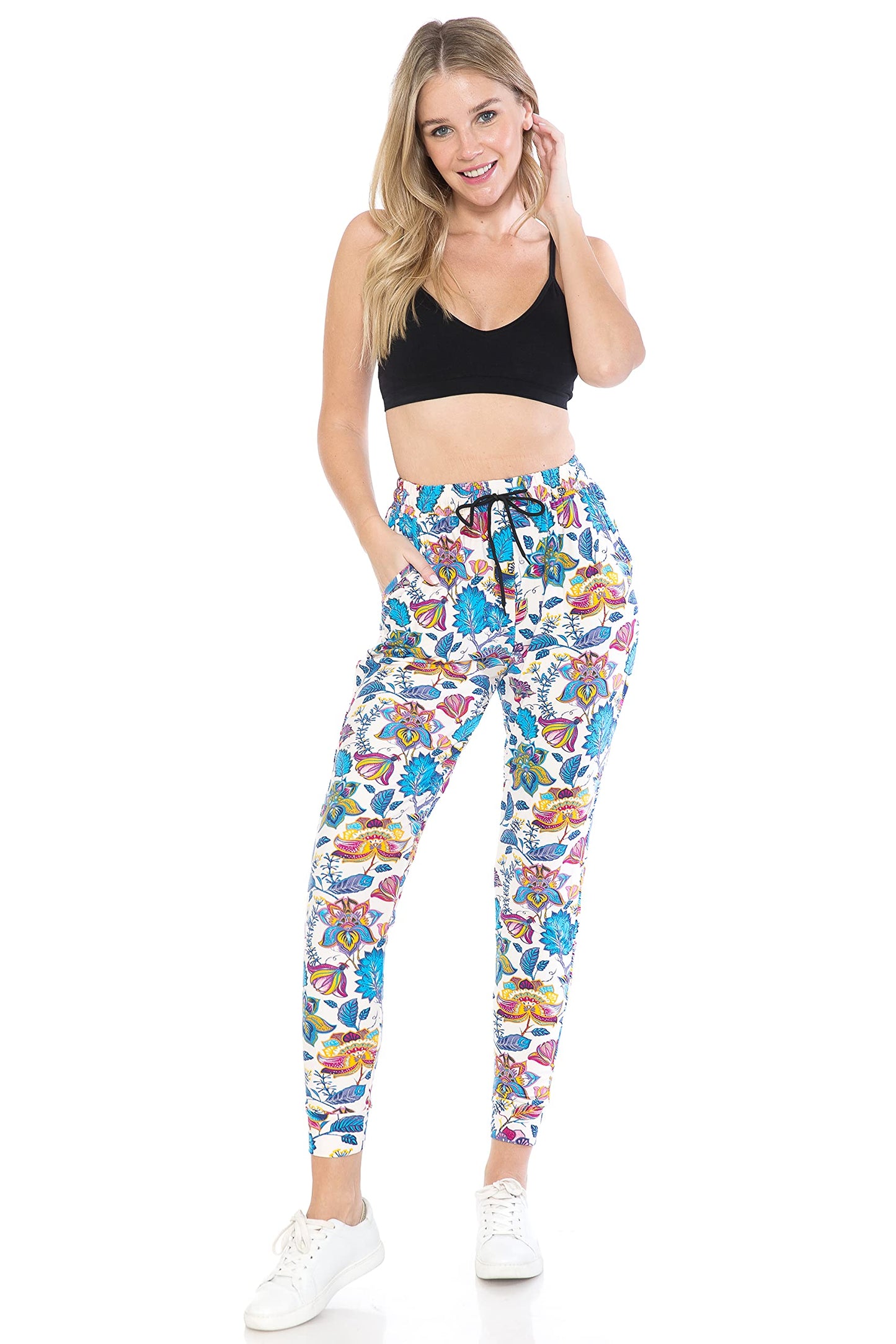 Leggings Depot Wonderful Forest Print Jogger Track Pants w/Pockets-JGAX-R798-2X