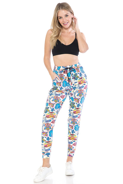 Leggings Depot Wonderful Forest Print Jogger Track Pants w/Pockets-JGAX-R798-2X