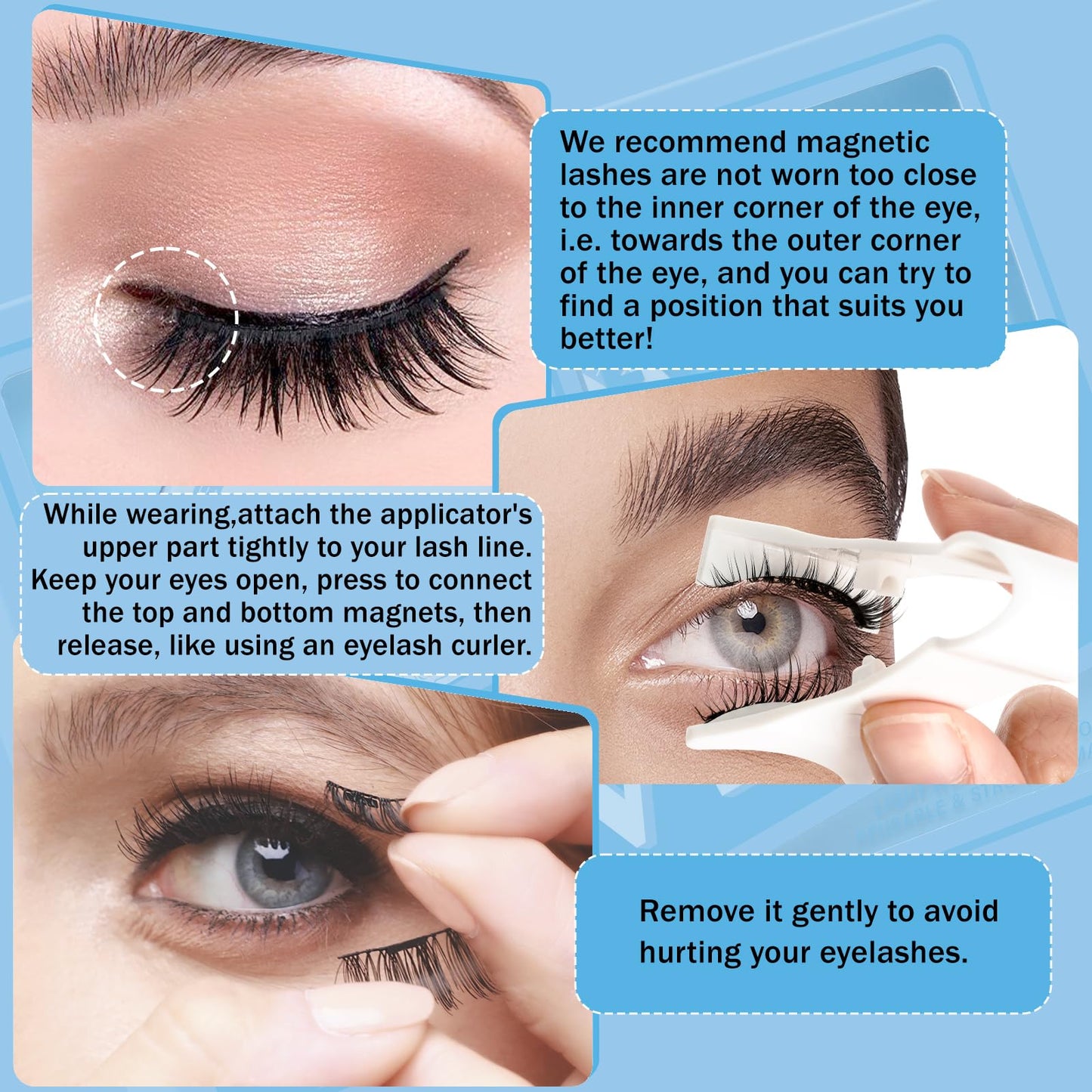 KevKev Magnetic Eyelashes Kit 2Pairs Reusable Magnetic Lashes Kit Smaller Magnets False Eyelashes without Eyeliner No Glue Needed with Applicator Easy to Wear and Remove