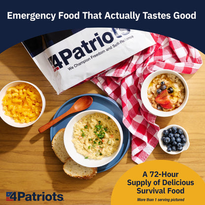 4Patriots 72-Hour Survival Food Kit: Emergency Food Supply Designed to Last 25 Years, 20 Servings
