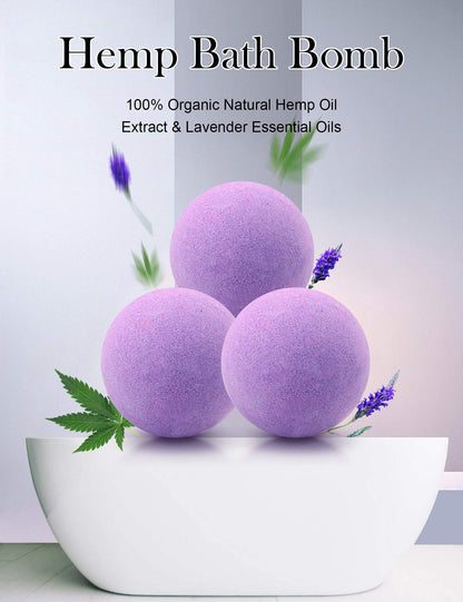 kastu Bath Bombs,2 Pack Fizzy Spa Gift Natural Hemp Oil Extract and Lavender Essential Oils Bath for Moisturizing Dry Skin,Relaxing,Bubble Bath for Gifts Idea for Men Women