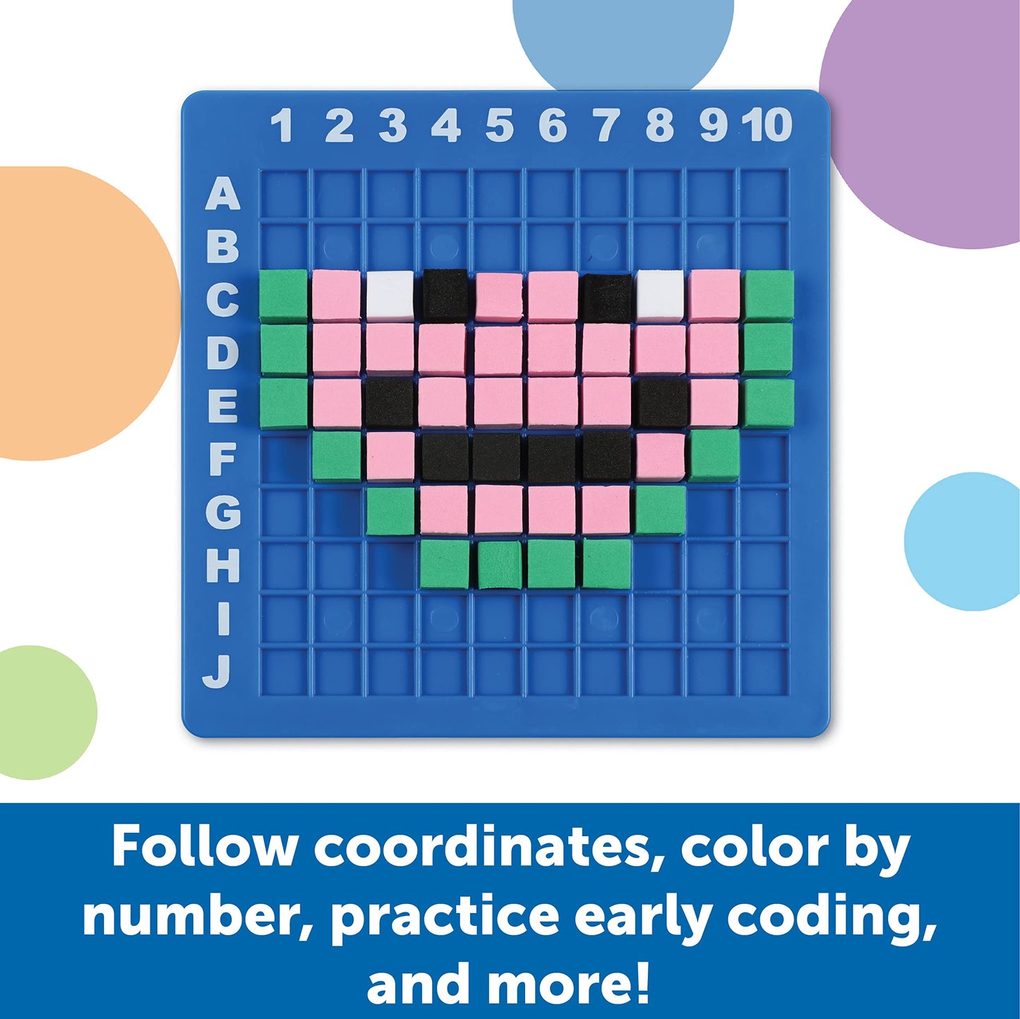Learning Resources STEM Explorers Pixel Art Challenge - Math Puzzles, Pattern Blocks, Creativity for Kids Sensory Bin, Arts and Crafts, Math Manipulatives, Building Toys, Montessori