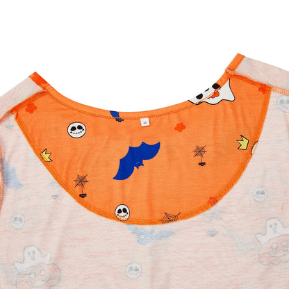 Halloween Nightgowns for Women Short Sleeve Pumpkin Sleep Shirt Gothic Nightgown Skul T Shirt Dress Orange Night Gowns Cotton Night Shirts for Sleeping Halloween Pumpkin XL