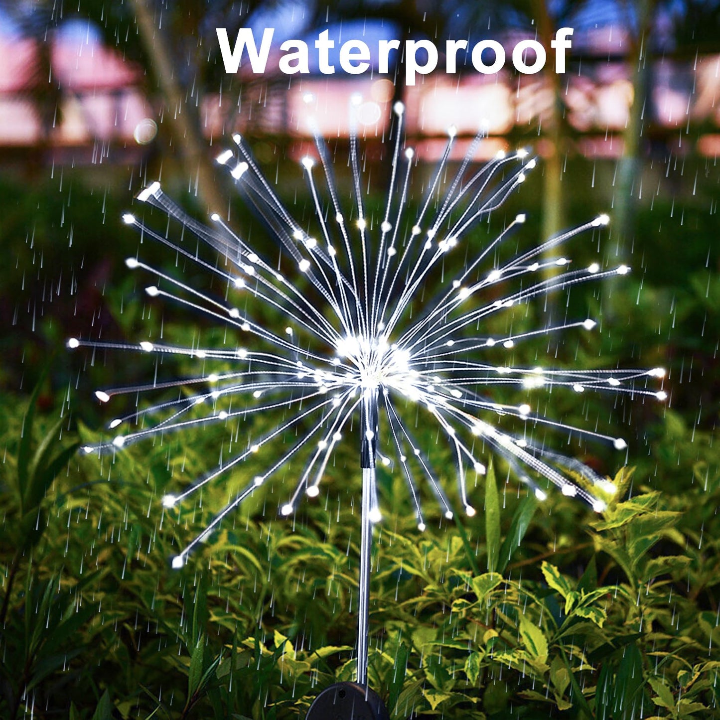 JJGoo Solar Firework Lights, 2 Pack 120 LEDs 2 Lighting Modes Solar Garden Lights Outdoor Waterproof for Yard Patio Walkway Pathway Party Wedding Christmas Decorative- Cool White