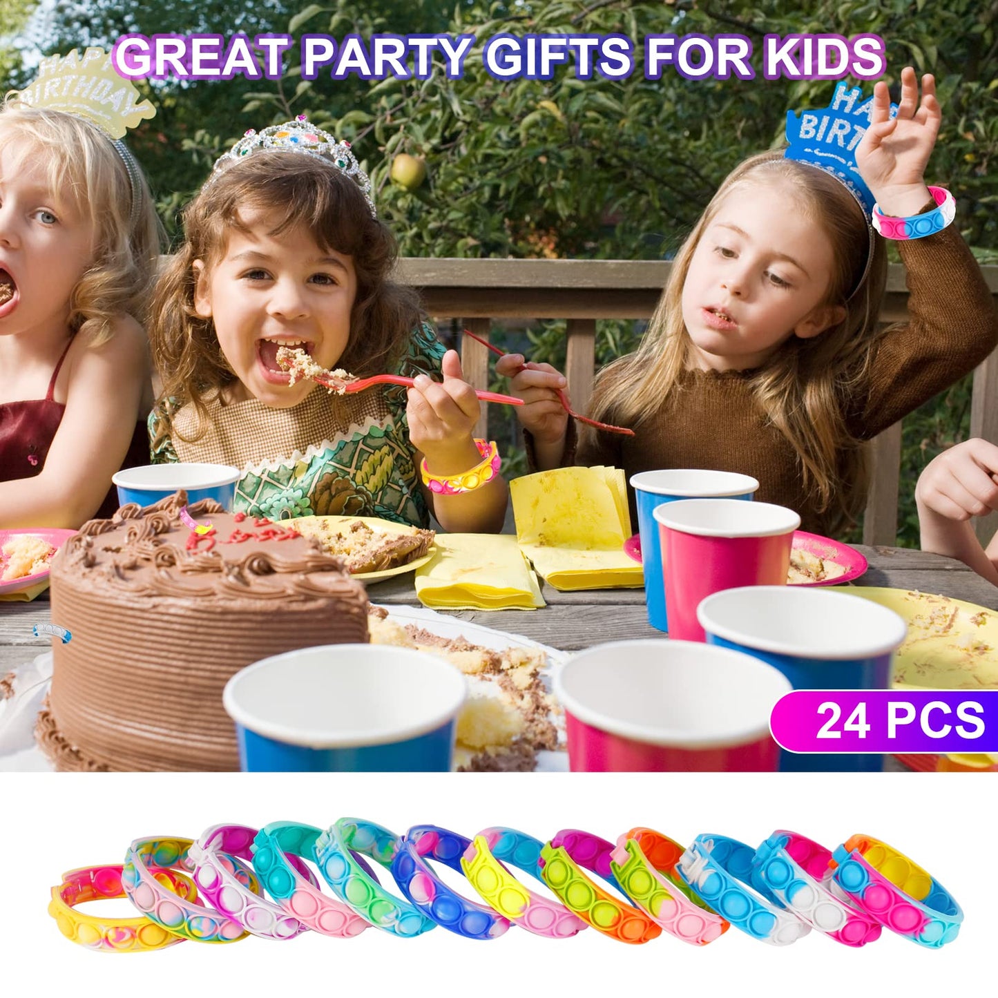 Pop Bracelets Fidget Toys Bulk Its 24 Pack Christmas Stocking Stuffers for Kids Party Favors Pop Fidget Bracelet It Fidget Toy Fidgets for Classroom Prizes Student Gifts Birthday Goodie Bag Stuffers