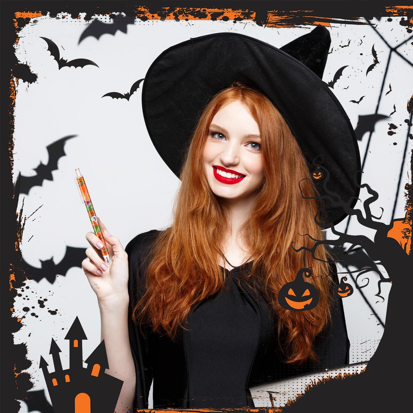 Leinuosen 72 Pieces Halloween Ballpoint Pen Retractable Gel Ink Pen Halloween Cute Cartoon Pens Holiday Pens for Office Stationary Writing Pen Halloween Home Decor Party Gift