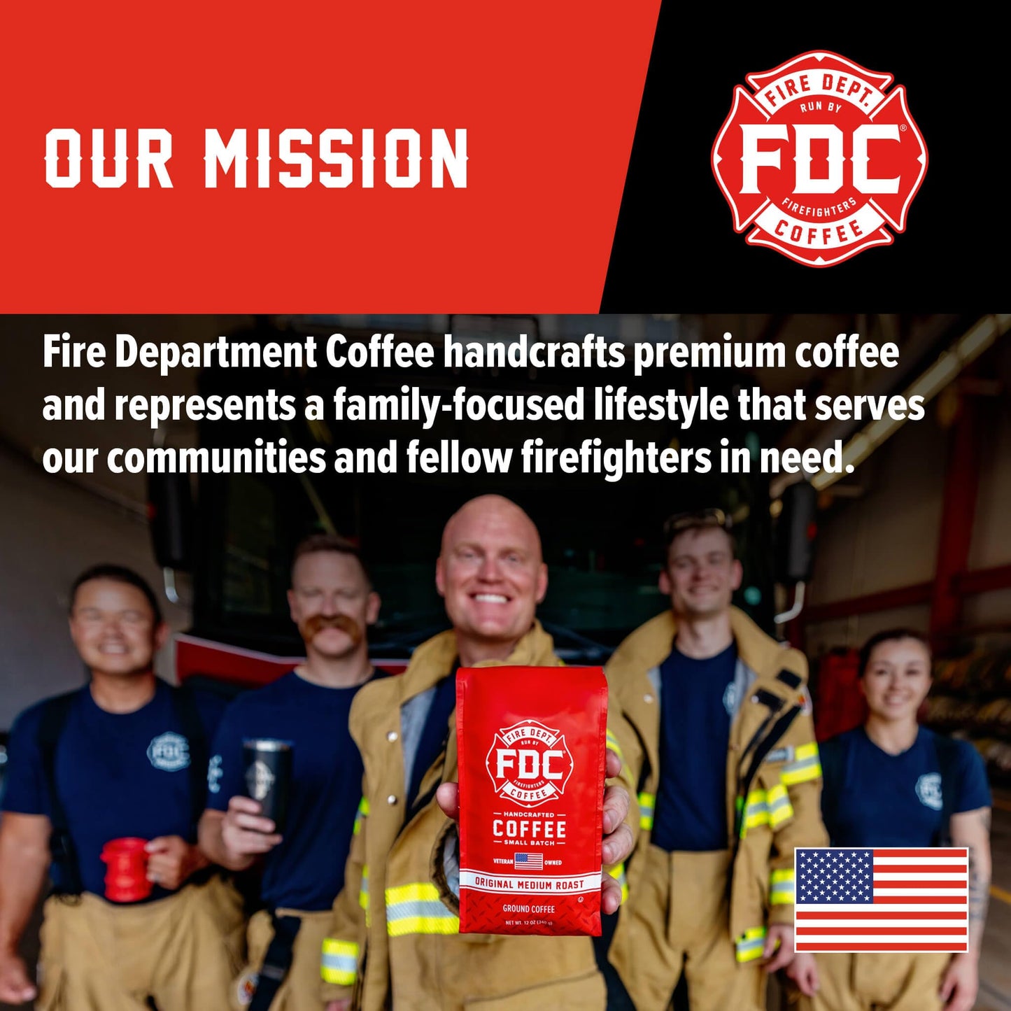 Fire Department Coffee - Black Cherry Bourbon Coffee - Gives Back to Firefighters - Premium Bourbon Infused Ground - Non-Alcoholic - Roasted in the USA - Veteran Owned - 12 oz