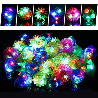 36 Pack LED Glow Rings Halloween Party Favors for Kids, Flashing Rings Glow in Dark Party Supplies, LED Light Up Ring, Goody Bags Stuffers