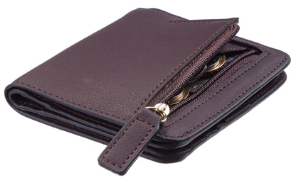 Gostwo Small Wallet for Women, RFID Blocking Wallet, Credit Card Holder Wallet, Compact Bifold Luxury Genuine Leather Pocket Passport Wallet Ladies Girls Mini Purse Travel with ID Window, Coffee