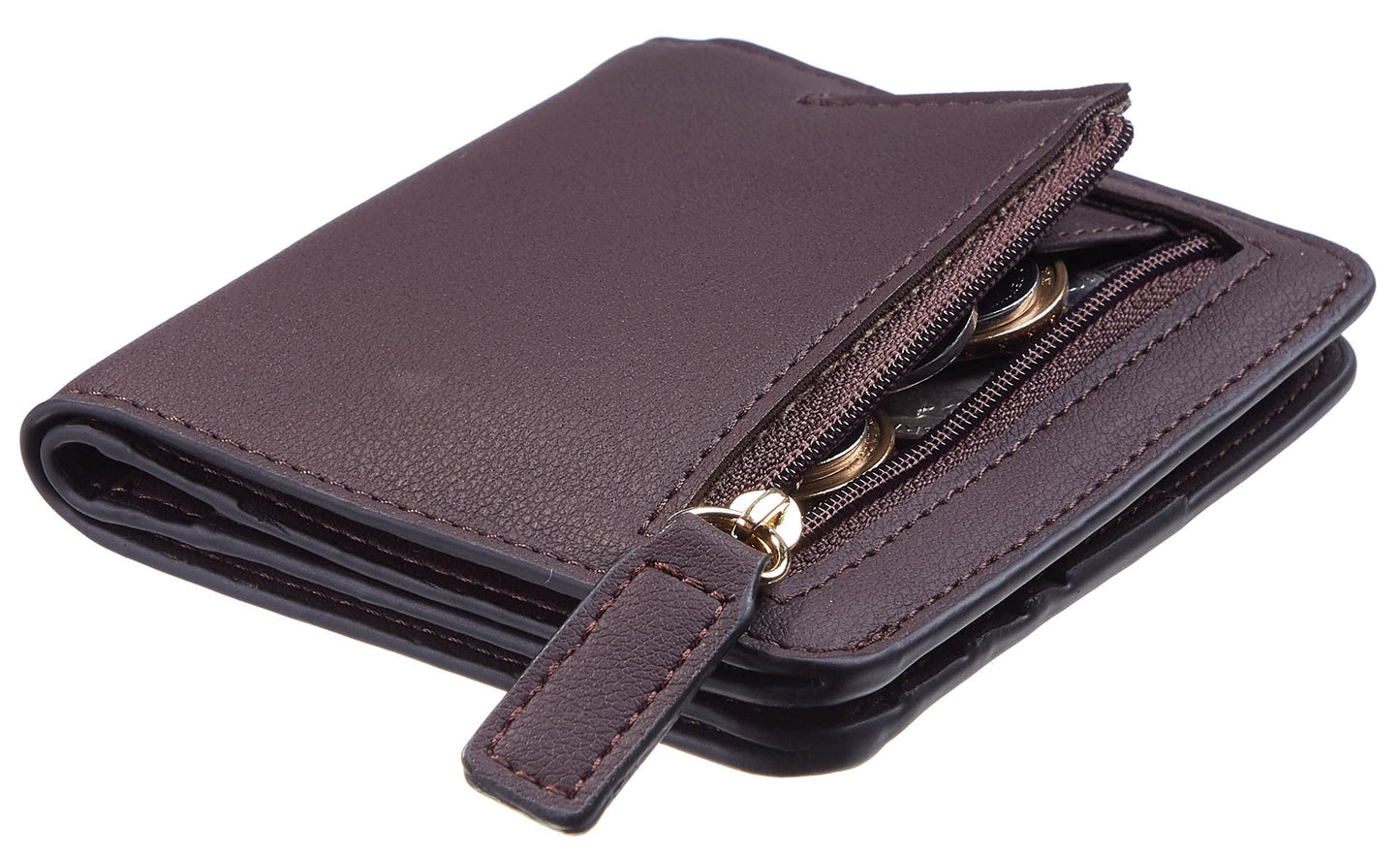 Gostwo Small Wallet for Women, RFID Blocking Wallet, Credit Card Holder Wallet, Compact Bifold Luxury Genuine Leather Pocket Passport Wallet Ladies Girls Mini Purse Travel with ID Window, Coffee