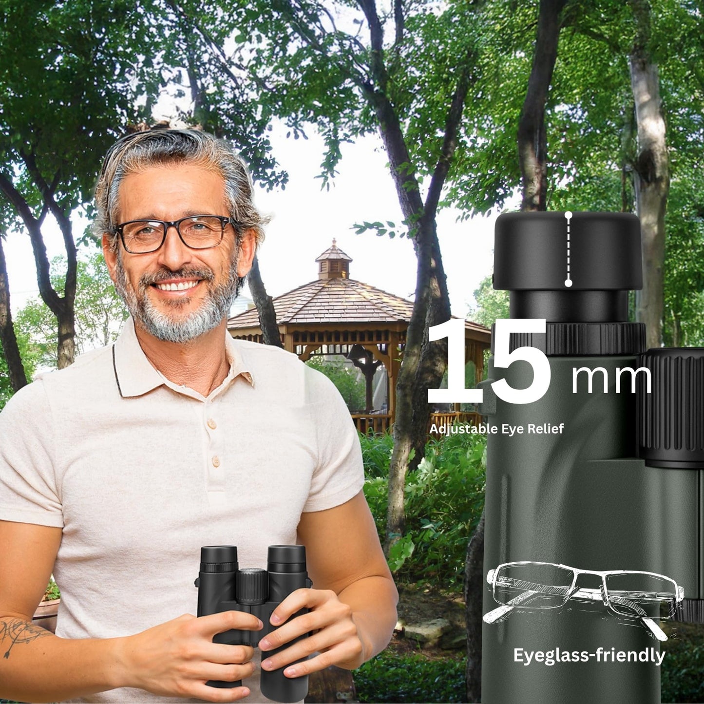 Hontry 8x42 Binoculars with IPX6 Waterproof Protection for Bird Watching, Hunting, Cruise Ship, Travel and Safari