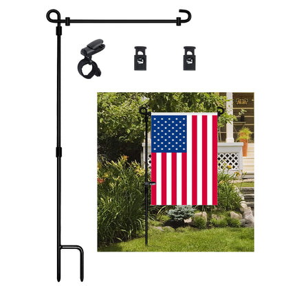 HOOSUN Garden Flag Stand, Premium Garden Flag Pole Holder Metal Powder-Coated Weather-Proof Paint with Tiger Clip and Spring Stoppers without flag