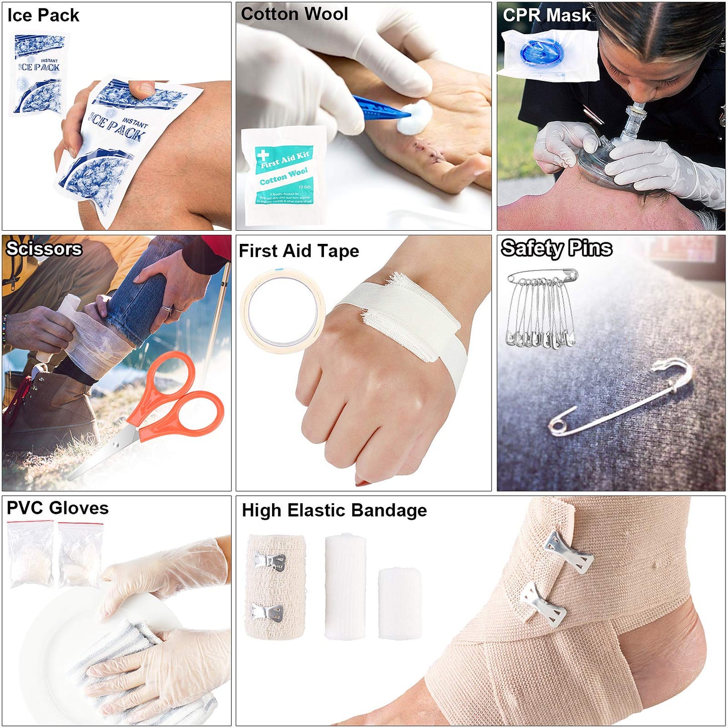 216 Pcs, Professional Survival Gear Equipment Tools First Aid Supplies kit for SOS Emergency Hiking Hunting Disaster Camping Adventures (Black)