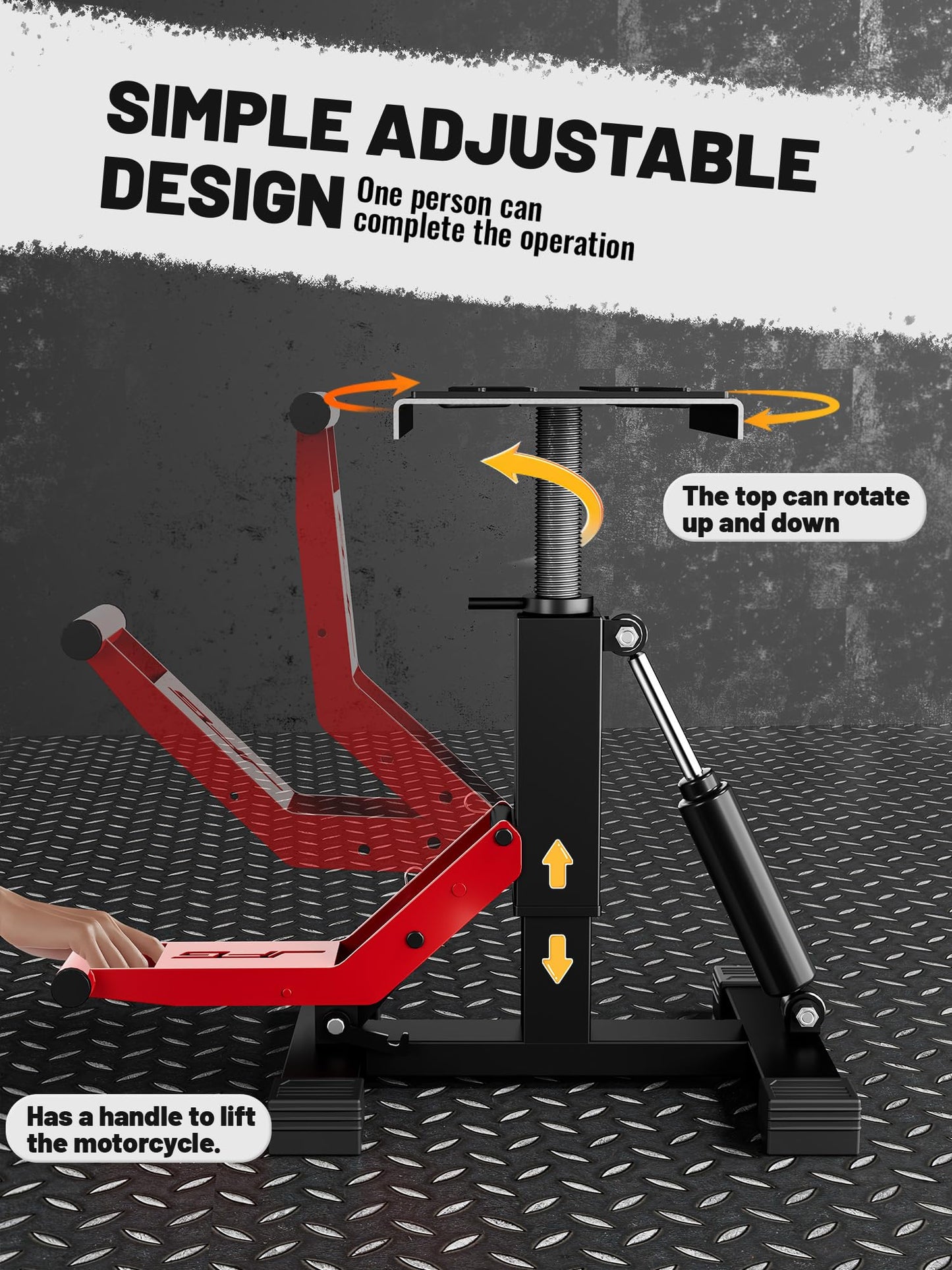 JFG RACING Motorcycle Dirt Bike Stand 1000Lbs Capacity Lift Jack Hoist Table Height Adjustable Lifting Stand Ideal for Dirt Pit Bike Repair&Maintainance,Dirt Bike Accessories