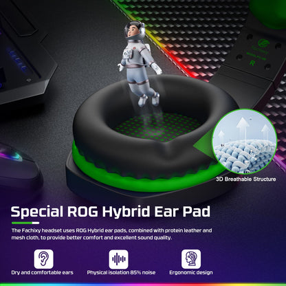 Fachixy FC100 Gaming Headset with Microphone for PS4, PS5, Switch, Xbox, PC, Mac, Gamer Headset with RGB Light, Computer Headphones with Mic