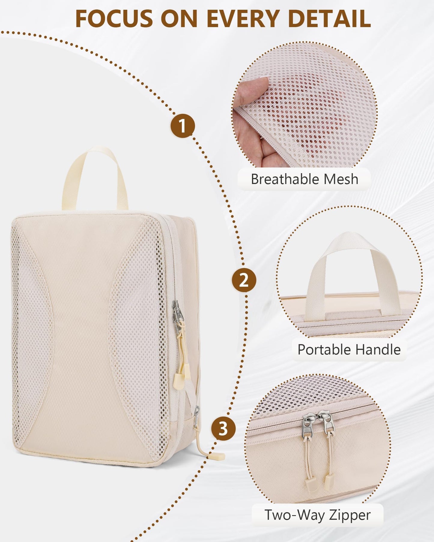 Compression Packing Cubes 10 Sets, Packing Organizers, Extensible Suitcase Organiser Bags, Travel Organizer Cubes for Travel Essentials Beige