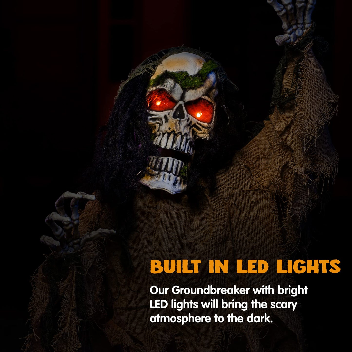 JOYIN Halloween Decoration Outdoor Animated Zombie Groundbreaker, Light-up Skeleton Zombie Groundbreaker Prop with Creepy Sound for Halloween Outside Decoration, Lawn, Yard, Patio, Haunted House Decor