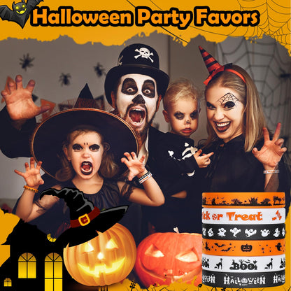 Halloween Rubber Bracelets 30 PCS Bulk Halloween Party Favors Supplies Silicone Wristbands for Gifts Toys Goodie Bag Fillers Stuff Classroom Prizes for Kids Teens Girls Boys
