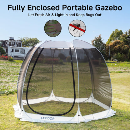 LEEDOR Pop Up Screen House, 4-6 Person Outdoor Screen Tent，Camping Screen Room with Carry Bag, Screen Gazebo with Mosquito Netting, Instant UV Resistant Sun Shelter for Garden, Patio, Backyard 10'x10'
