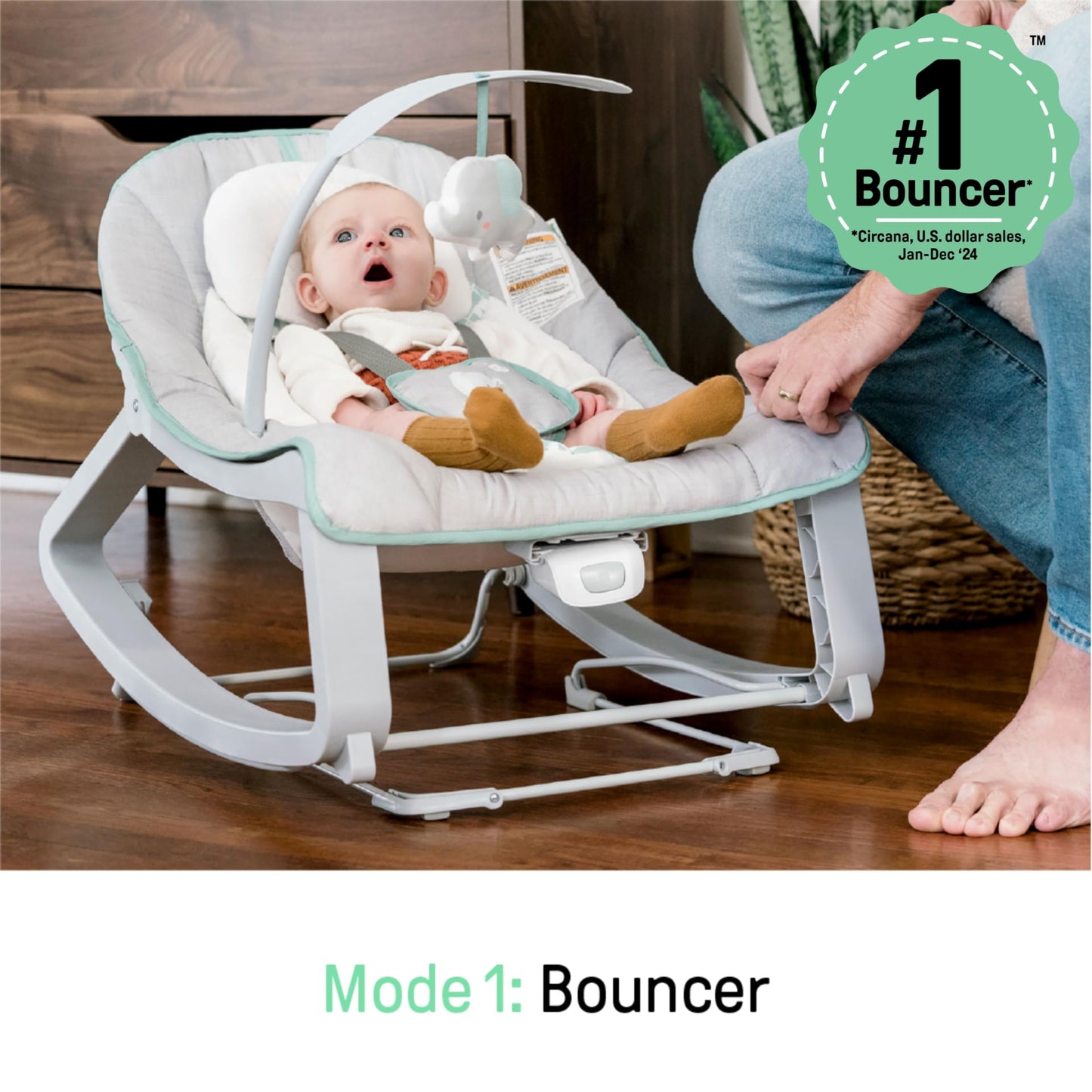 Ingenuity Keep Cozy 3-in-1 Grow with Me Vibrating Baby Bouncer, Seat & Infant to Toddler Rocker, Vibrations & -Toy Bar, 0-30 Months Up to 40 lbs (Weaver)