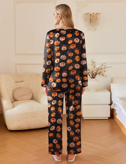 Ekouaer Silk Pajamas For Women 2 Piece Set Satin Pjs Long Sleeve Button Up Sleepwear Comfy Lounge sets