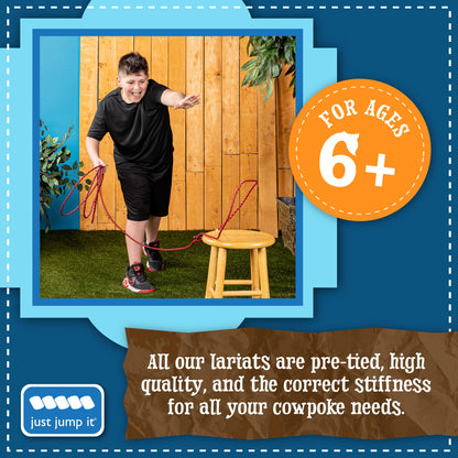 Just Jump It Lil Lariat Junior Lasso Rope - Pre-Tied 20' Kids Cowboy Rope - Green