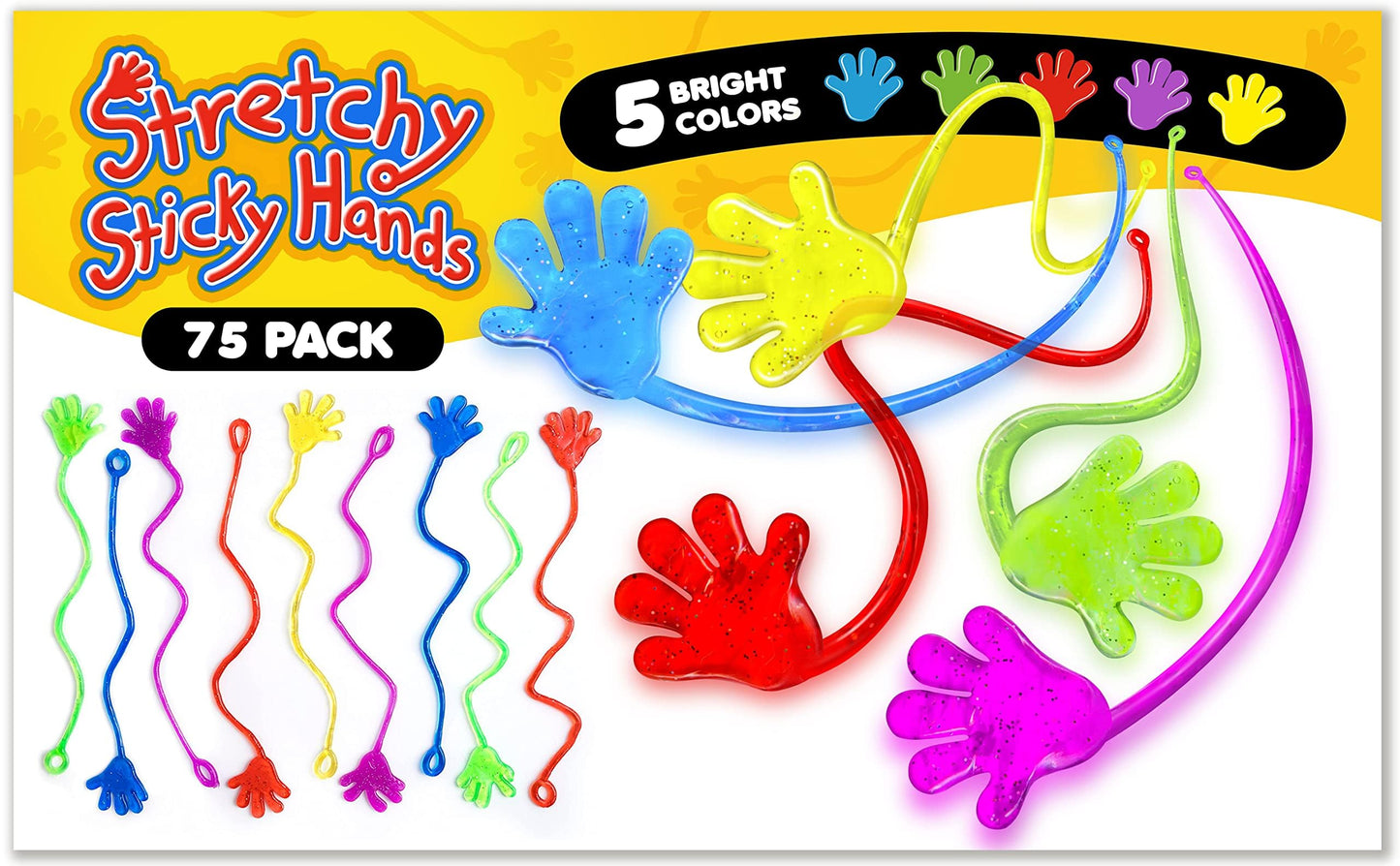 75 Pcs Bulk Sticky Hands for Kids - Mini Slappy Slap Little Small Hands Sticky Toy - Boys & Girls Goodie Bags Stuffers Party Favors for Birthday, Halloween, Treasure Box, Carnival Prizes Rewards