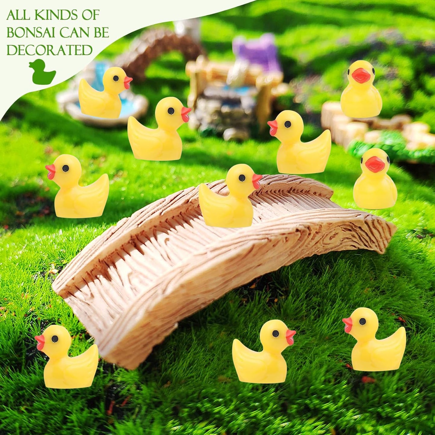 100Pcs Mini Resin Ducks, Tiny Ducks Figurines Bulk for Miniature Dollhouse Decor Accessories Garden Aquarium Potted DIY Ornament Party Toys