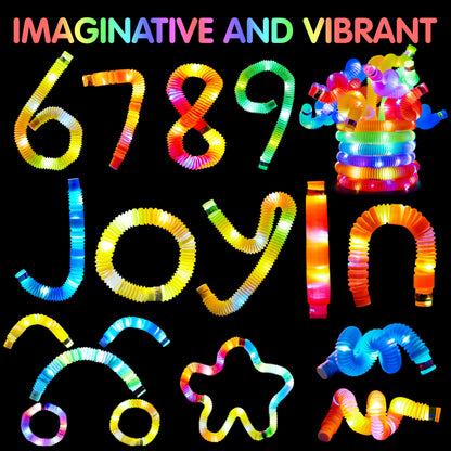 JOYIN 18 Pack Halloween Glow Sticks Party Favors for Kids, Light Up Pop Tubes Glow Necklaces Bracelets Party Supplies for Toddlers Boys Girls Birthday Gifts, Christmas, Goodie bags