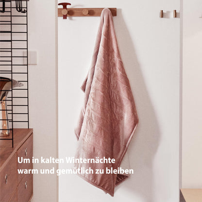 GOTCOZY Electric Blanket 130 x 180 cm Soft Silky Plush Heat Blanket Electric Blanket 6 Heat Settings and 10 Hours Auto-Off Timer Overheating Protection CE Certified Cuddly Blanket for Bed and Office