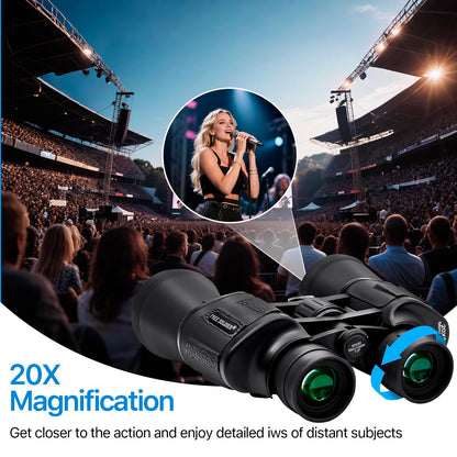 20x50 High Power Binoculars for Bird Watching 28mm Large Eyepiece Life Waterproof Binoculars for Hunting Hiking Concert Travel with Smartphone Adapter BAK4 Prism FMC Lens, Black