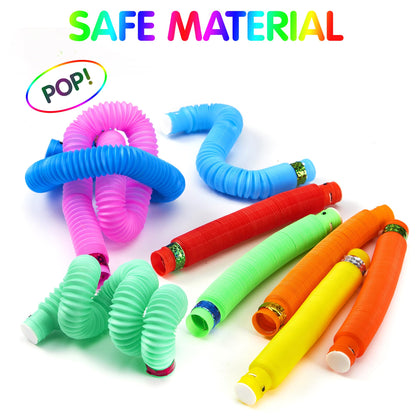 JOYIN 18 Pack Halloween Glow Sticks Party Favors for Kids, Light Up Pop Tubes Glow Necklaces Bracelets Party Supplies for Toddlers Boys Girls Birthday Gifts, Christmas, Goodie bags