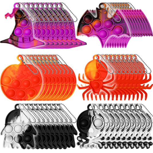 Halloween Mini Push Pop Bubble Fidget Toy, Keychain Bubble Pop Desk Toy, Fidget Keychain Relieve Anxiety Stress Pop Fidget Toy (60pcs)