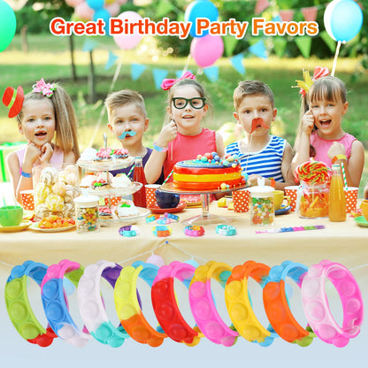 Kids Party Favors Pop Fidget Toys Bulk Its 24 Packs Fidget Bracelet It Birthday Party Favors for Halloween Goodie Bags Stuffers for Kids Classroom Prizes Poppers Student Gifts Girls Boys Trinkets
