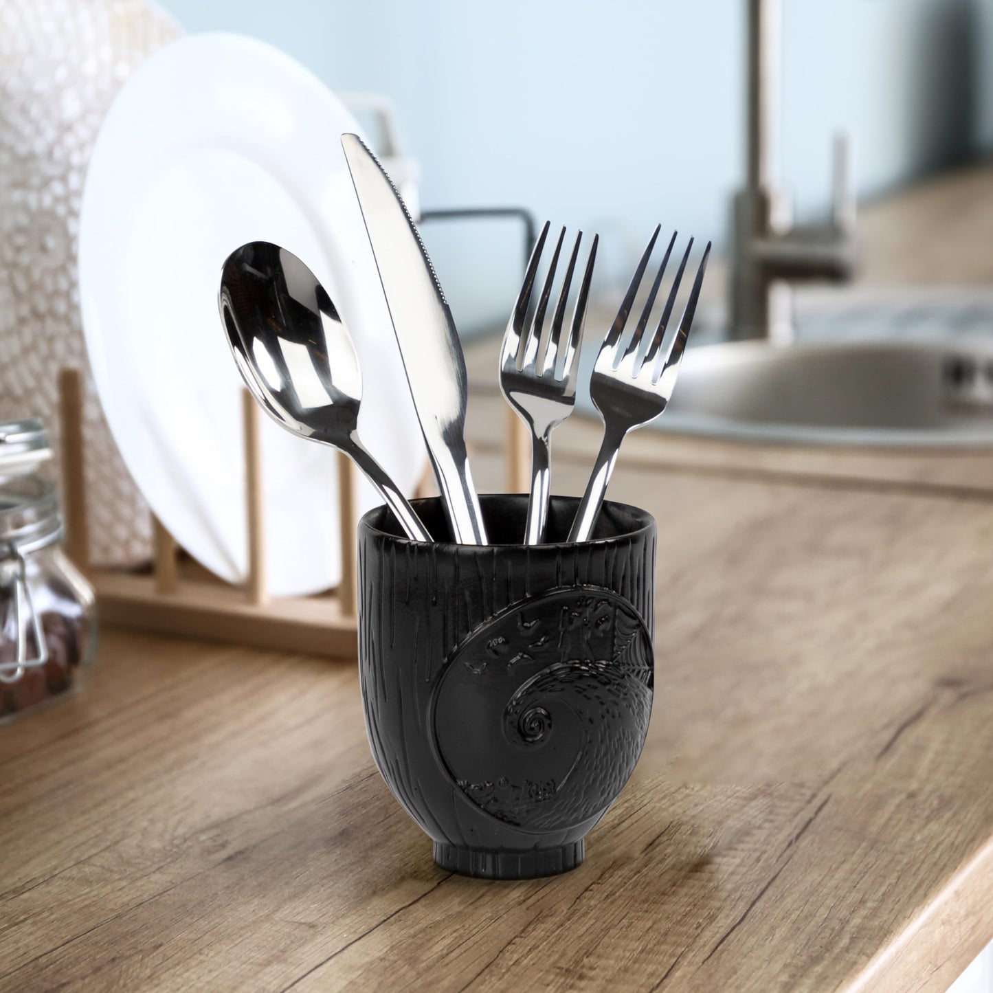 Jay Franco Disney Nightmare Before Christmas Tumbler - Black Resin Toothbrush/Pen Holder Features Jack & Sally - Bathroom Décor