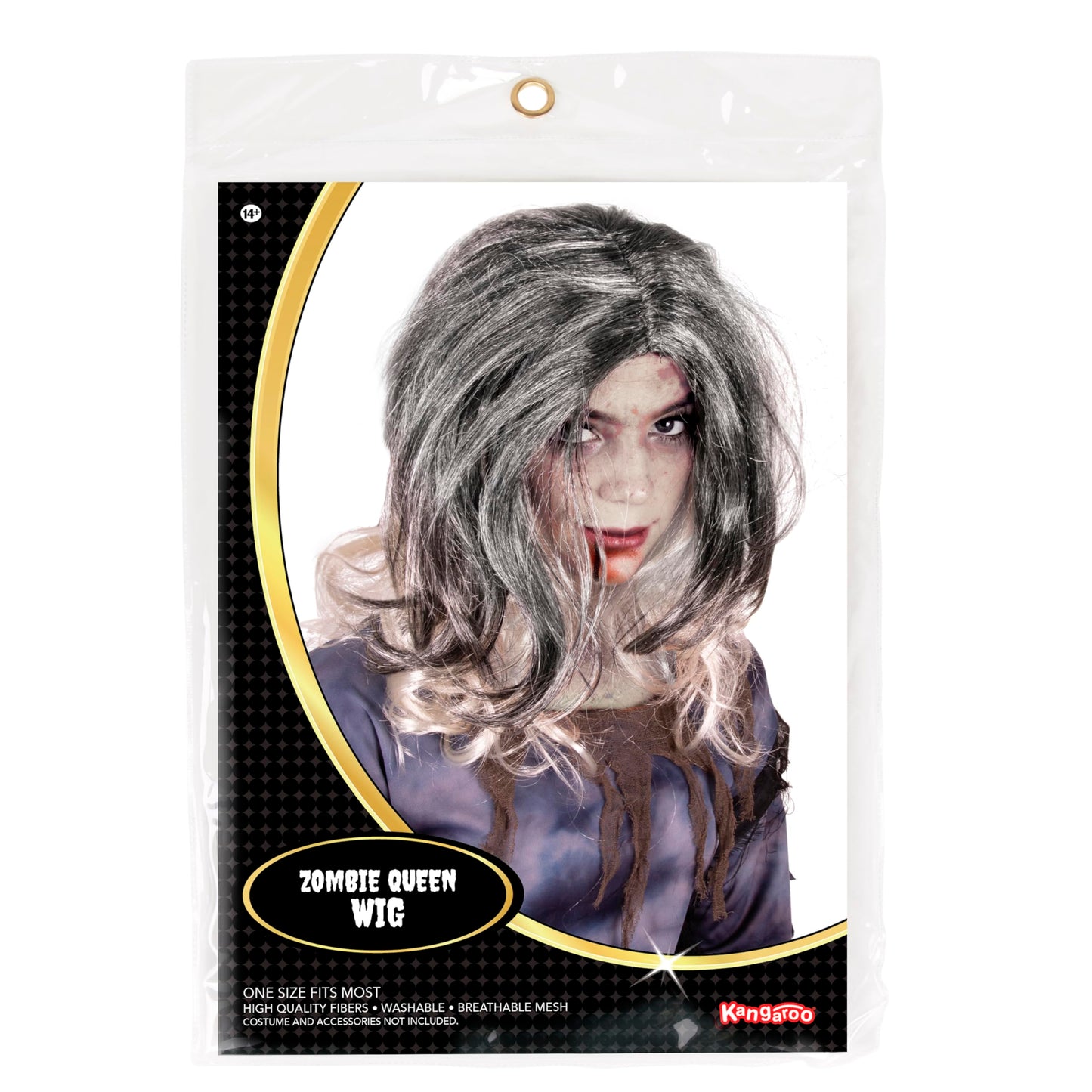 Kangaroo Zombie Queen Witch Wig Messy Silver Black Horror Hair (1Pack) - Scary Zombie Costume Cosplay Wigs for women - Scary Funny wig For Halloween Cosplay Costume Apparel for Adults & Teens