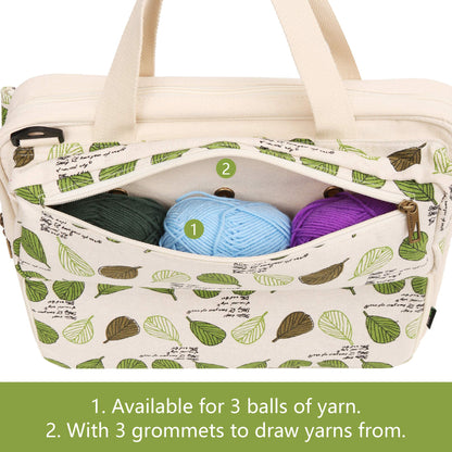 Lavievert Knitting Tote Bag Yarn Storage Bag for Carrying Projects, Knitting Needles, Crochet Hooks and Other Accessories