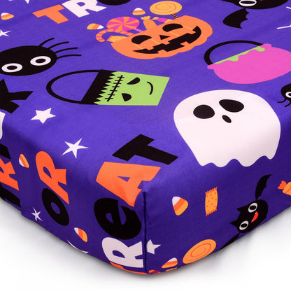 Cloele Halloween Pumpkin Crib Sheet Ghost Fitted Sheet for Boys Girls - Spider Baby Nursery Sheet Cozy Bed Sheet for Standard Crib and Toddler Mattresses - Purple Crib Mattress Infant Toddler Sheet
