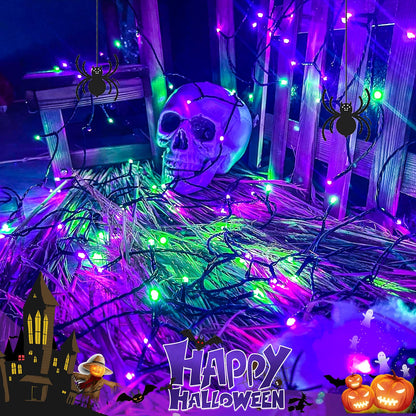 Connectable Purple and Green Halloween Lights, 2Pack 164ft 400Led 13 Modes String Lights Plug in, Twinkle Light with Timer Indoor/Outdoor for Tree Party Halloween Decorations