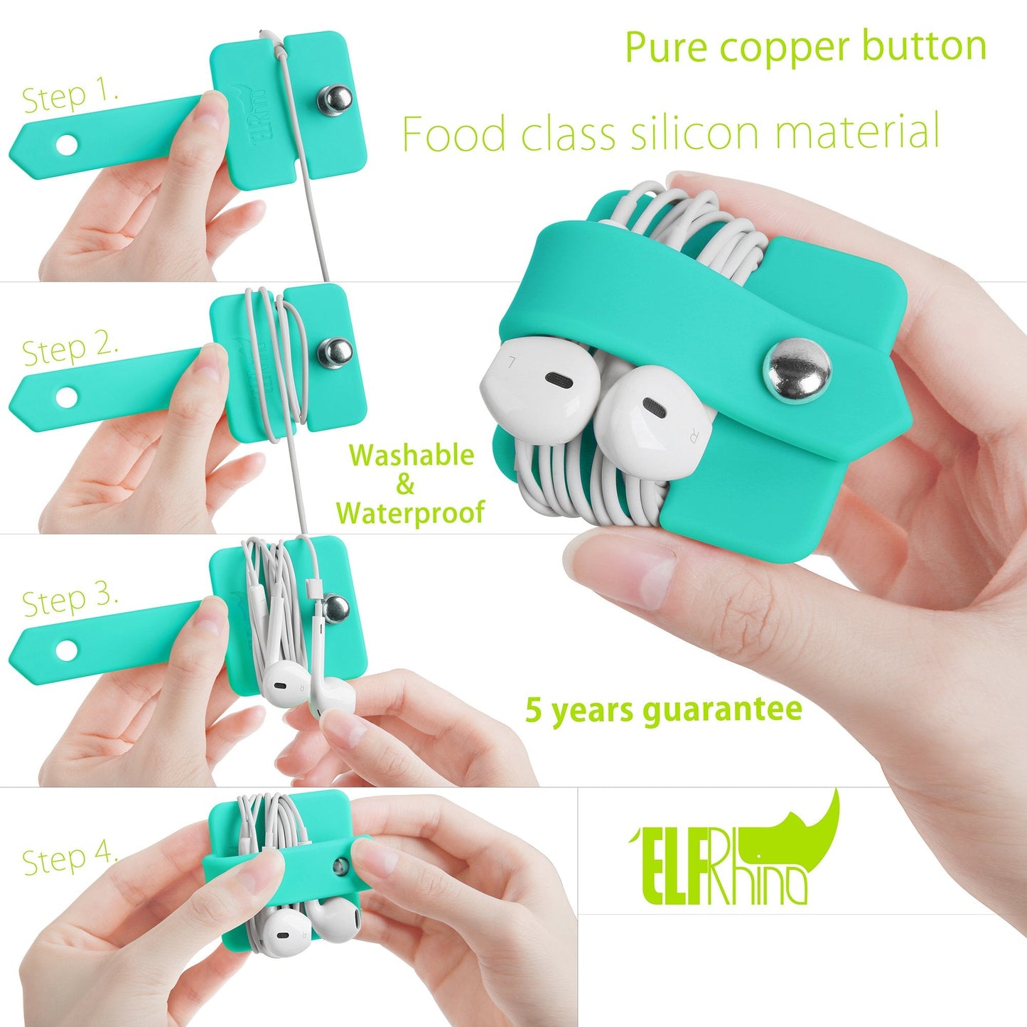 ELFRhino Silicone Earphone Organizer Earphone Wrap Winder Headphone Cord Organizer Wrap Winder Manager Cable Winder(Blue, 1 Piece)